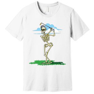 Golfing Skeleton Halloween Golf Halloween Golfer Premium T-Shirt