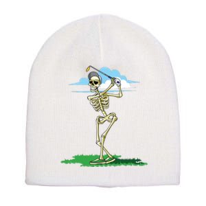 Golfing Skeleton Halloween Golf Halloween Golfer Short Acrylic Beanie