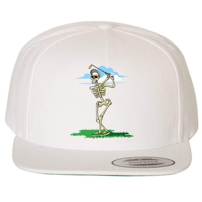 Golfing Skeleton Halloween Golf Halloween Golfer Wool Snapback Cap