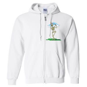 Golfing Skeleton Halloween Golf Halloween Golfer Full Zip Hoodie