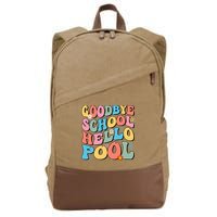 Goodbye School Hello Pool Summer Groovy Last Day Of School Cotton Canvas Backpack