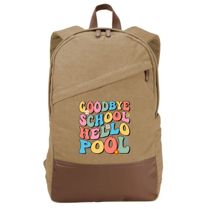 Goodbye School Hello Pool Summer Groovy Last Day Of School Cotton Canvas Backpack