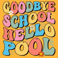 Goodbye School Hello Pool Summer Groovy Last Day Of School Pom Pom 12in Knit Beanie