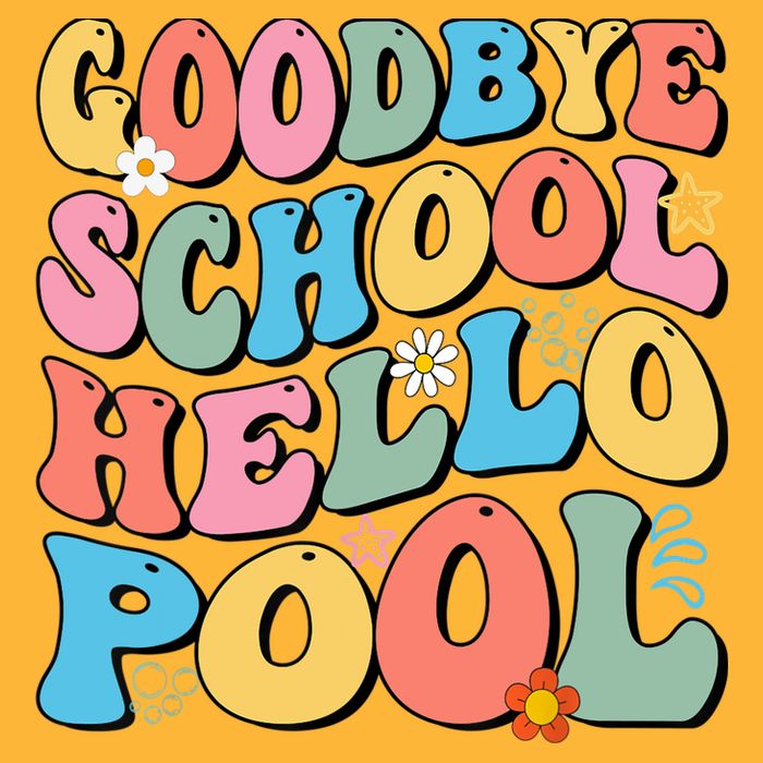 Goodbye School Hello Pool Summer Groovy Last Day Of School Pom Pom 12in Knit Beanie