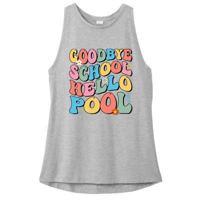 Goodbye School Hello Pool Summer Groovy Last Day Of School Ladies PosiCharge Tri-Blend Wicking Tank