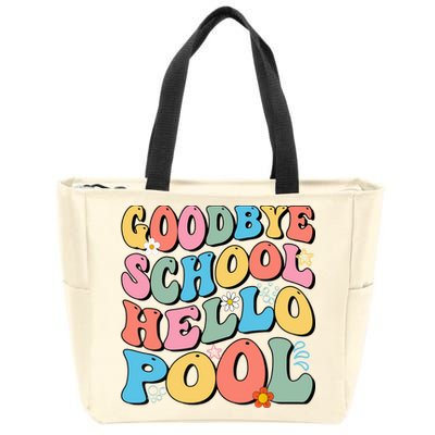 Goodbye School Hello Pool Summer Groovy Last Day Of School Zip Tote Bag