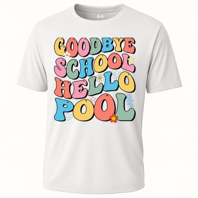 Goodbye School Hello Pool Summer Groovy Last Day Of School Performance Shirt