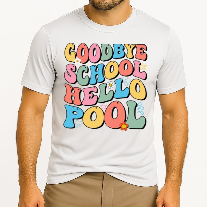 Goodbye School Hello Pool Summer Groovy Last Day Of School Performance Shirt