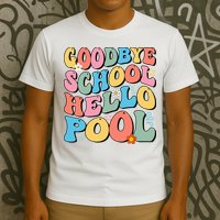 Goodbye School Hello Pool Summer Groovy Last Day Of School T-Shirt