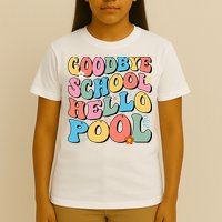 Goodbye School Hello Pool Summer Groovy Last Day Of School T-Shirt