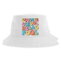 Goodbye School Hello Pool Summer Groovy Last Day Of School Sustainable Bucket Hat
