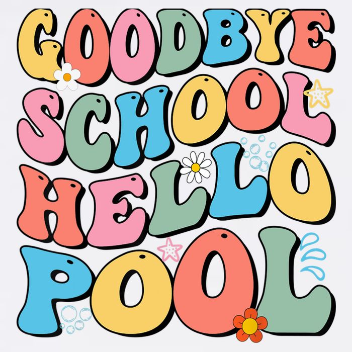 Goodbye School Hello Pool Summer Groovy Last Day Of School Button