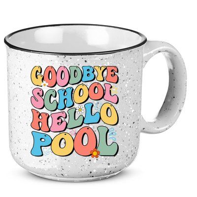 Goodbye School Hello Pool Summer Groovy Last Day Of School 15oz Campfire Ceramic Mug