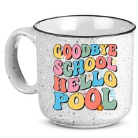 Goodbye School Hello Pool Summer Groovy Last Day Of School 15oz Campfire Ceramic Mug