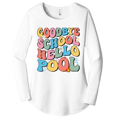 Goodbye School Hello Pool Summer Groovy Last Day Of School Women's Perfect Tri Tunic Long Sleeve Shirt