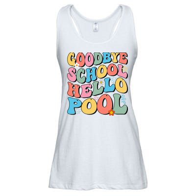 Goodbye School Hello Pool Summer Groovy Last Day Of School Ladies Essential Flowy Tank