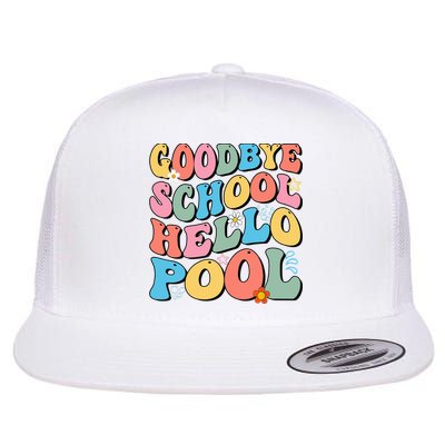 Goodbye School Hello Pool Summer Groovy Last Day Of School Flatbill Hat