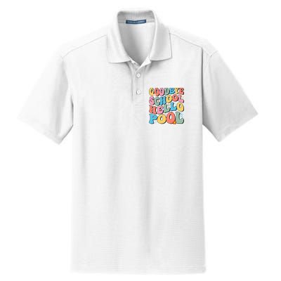 Goodbye School Hello Pool Summer Groovy Last Day Of School Dry Zone Grid Polo