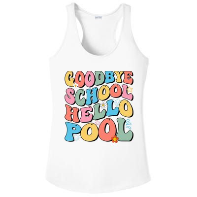 Goodbye School Hello Pool Summer Groovy Last Day Of School Ladies PosiCharge Competitor Racerback Tank