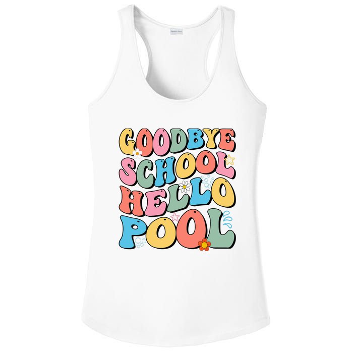 Goodbye School Hello Pool Summer Groovy Last Day Of School Ladies PosiCharge Competitor Racerback Tank