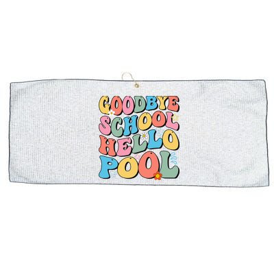 Goodbye School Hello Pool Summer Groovy Last Day Of School Large Microfiber Waffle Golf Towel