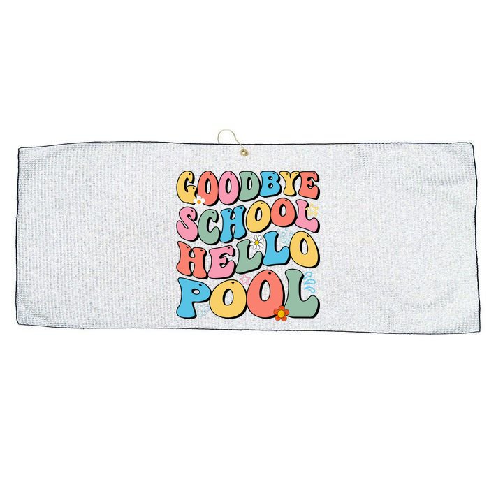 Goodbye School Hello Pool Summer Groovy Last Day Of School Large Microfiber Waffle Golf Towel
