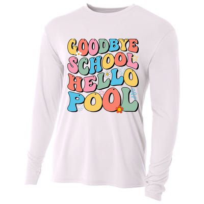 Goodbye School Hello Pool Summer Groovy Last Day Of School Cooling Performance Long Sleeve Crew