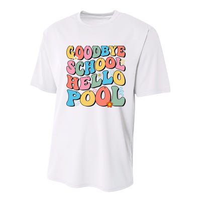 Goodbye School Hello Pool Summer Groovy Last Day Of School Youth Performance Sprint T-Shirt