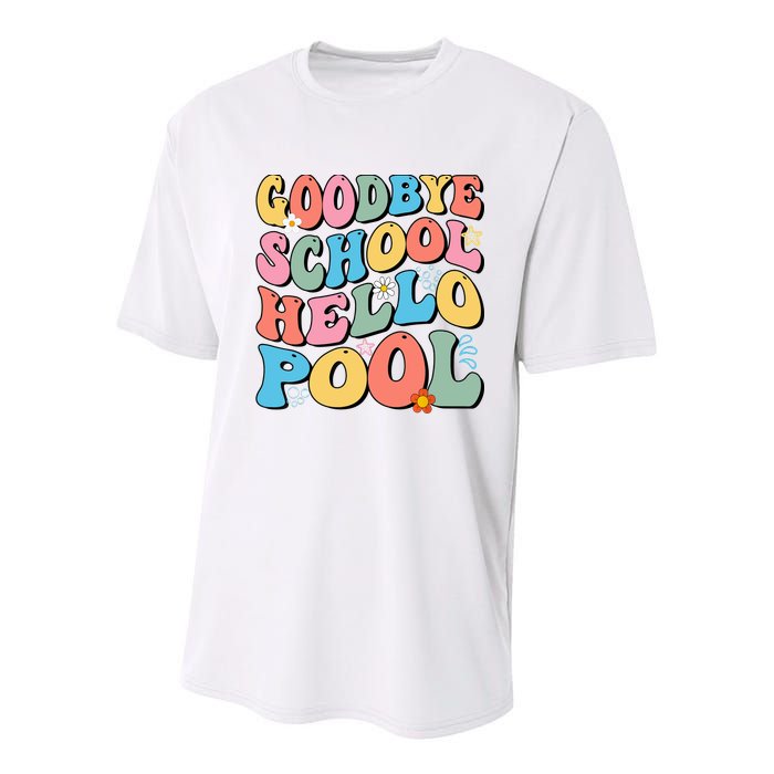 Goodbye School Hello Pool Summer Groovy Last Day Of School Youth Performance Sprint T-Shirt