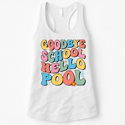 Goodbye School Hello Pool Summer Groovy Last Day Of School Womens Tank Top