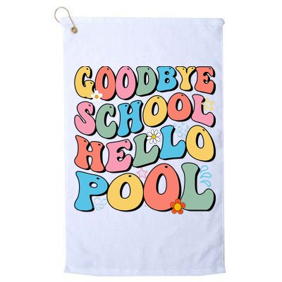 Goodbye School Hello Pool Summer Groovy Last Day Of School Golf Towel