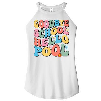 Goodbye School Hello Pool Summer Groovy Last Day Of School Women's Perfect Tri Rocker Tank