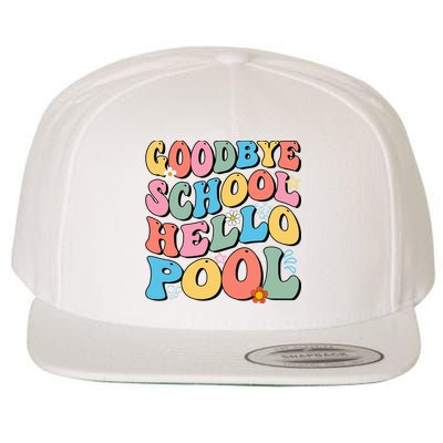 Goodbye School Hello Pool Summer Groovy Last Day Of School Wool Snapback Cap