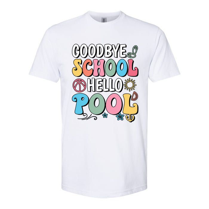 Goodbye School Hello Pool Summer Groovy Last Day Of School Softstyle® CVC T-Shirt