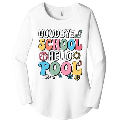 Goodbye School Hello Pool Summer Groovy Last Day Of School Women's Perfect Tri Tunic Long Sleeve Shirt