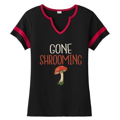 Gone Shrooming Hunting Morel Fungi Hunter Gift Ladies Halftime Notch Neck Tee