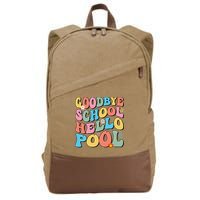 Goodbye School Hello Pool Summer Groovy Last Day Of School Cotton Canvas Backpack