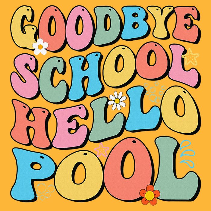 Goodbye School Hello Pool Summer Groovy Last Day Of School Sustainable Knit Beanie