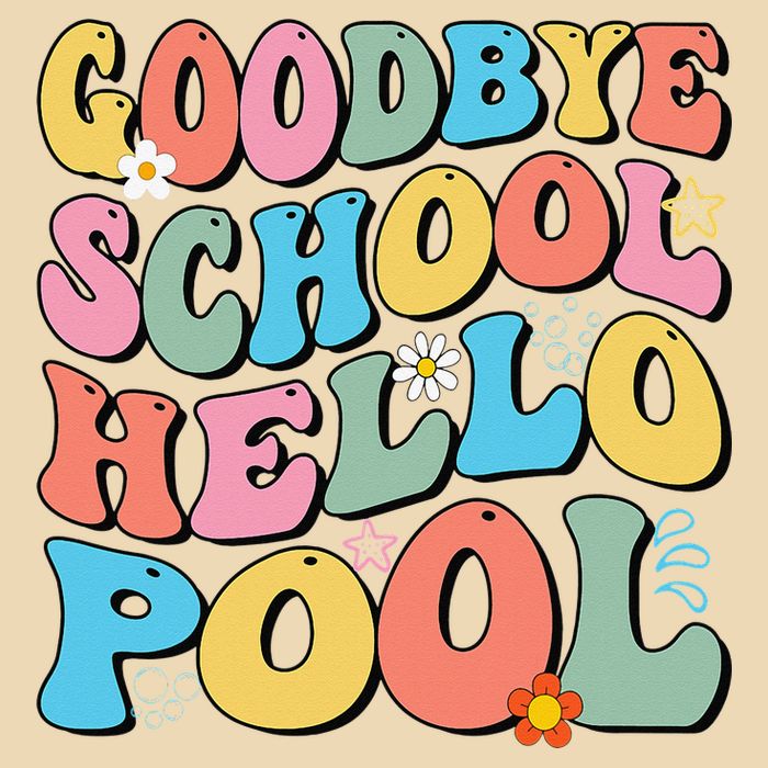 Goodbye School Hello Pool Summer Groovy Last Day Of School Drawstring Bag