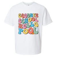 Goodbye School Hello Pool Summer Groovy Last Day Of School Sueded Cloud Jersey T-Shirt