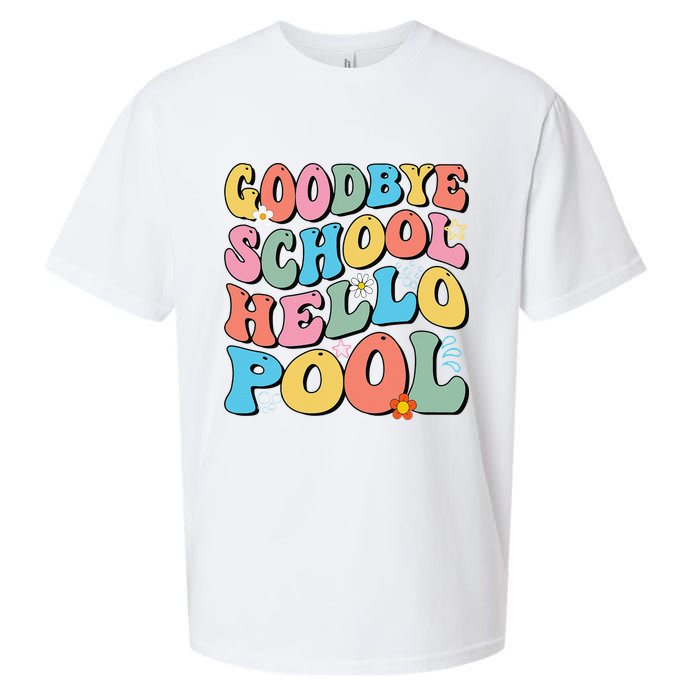 Goodbye School Hello Pool Summer Groovy Last Day Of School Sueded Cloud Jersey T-Shirt