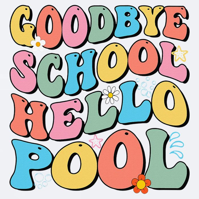 Goodbye School Hello Pool Summer Groovy Last Day Of School Sueded Cloud Jersey T-Shirt