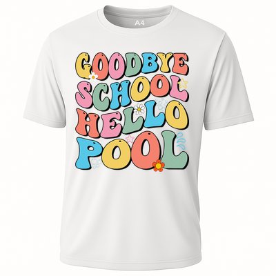 Goodbye School Hello Pool Summer Groovy Last Day Of School Performance Shirt