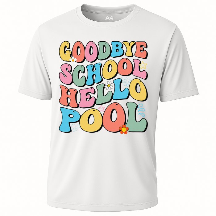 Goodbye School Hello Pool Summer Groovy Last Day Of School Performance Shirt