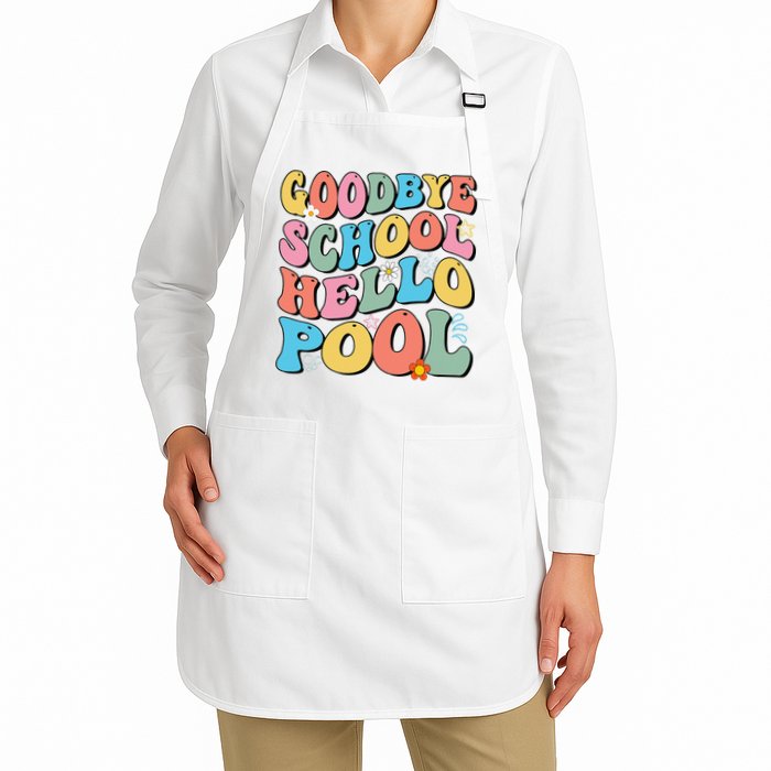 Goodbye School Hello Pool Summer Groovy Last Day Of School Apron