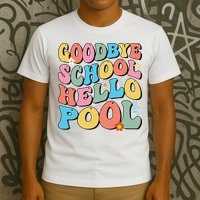 Goodbye School Hello Pool Summer Groovy Last Day Of School T-Shirt