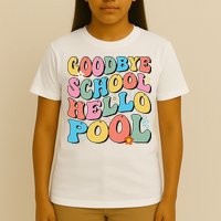 Goodbye School Hello Pool Summer Groovy Last Day Of School T-Shirt
