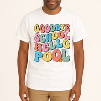Goodbye School Hello Pool Summer Groovy Last Day Of School Tall T-Shirt