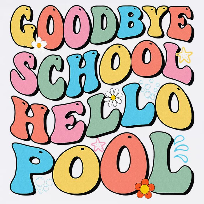 Goodbye School Hello Pool Summer Groovy Last Day Of School Tall T-Shirt