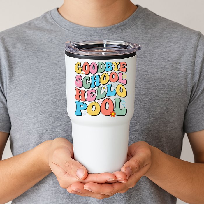 Goodbye School Hello Pool Summer Groovy Last Day Of School Tumbler